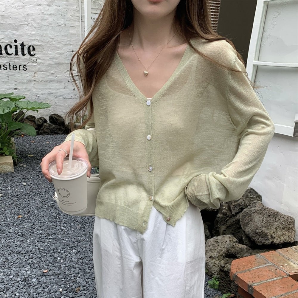 シアーリネンVネックカーディガン｜オフィスカジュアル レディース 通販【ミレジェネ】