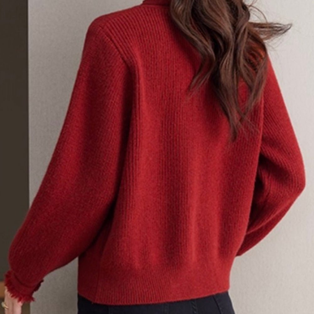 フリンジVネックニット｜オフィスカジュアル レディース 通販【ミレジェネ】