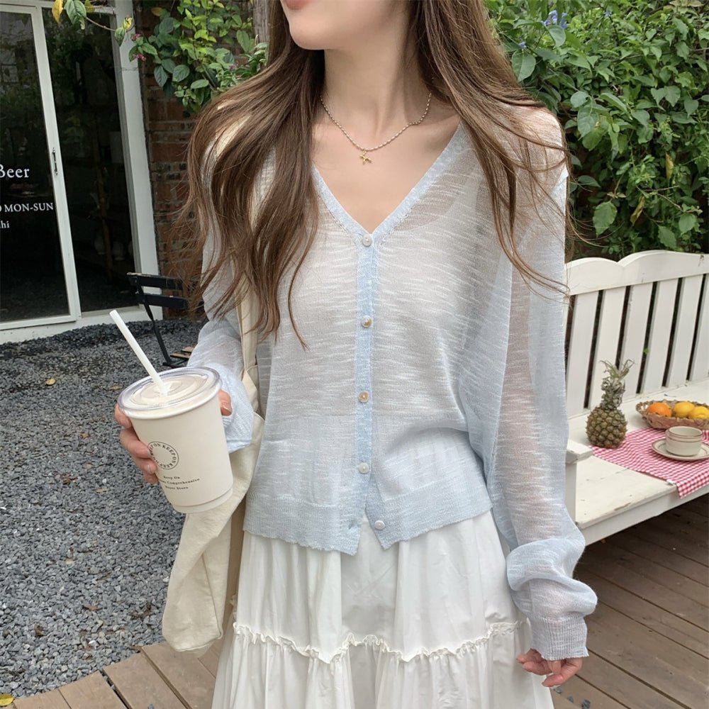 シアーリネンVネックカーディガン｜オフィスカジュアル レディース 通販【ミレジェネ】