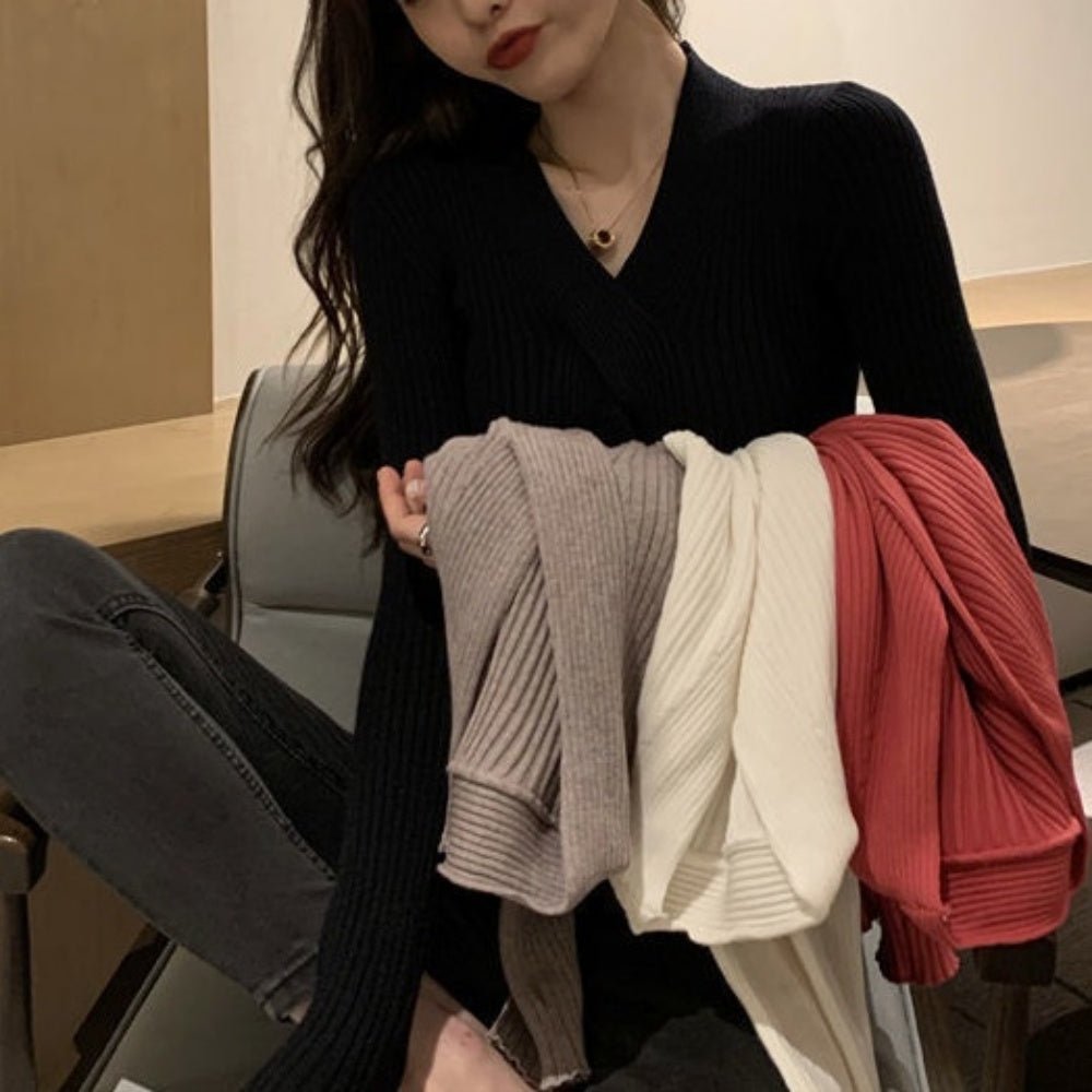 フロントケーブルVネックニットトップス｜オフィスカジュアル レディース 通販【ミレジェネ】