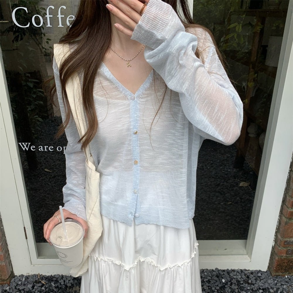 シアーリネンVネックカーディガン｜オフィスカジュアル レディース 通販【ミレジェネ】