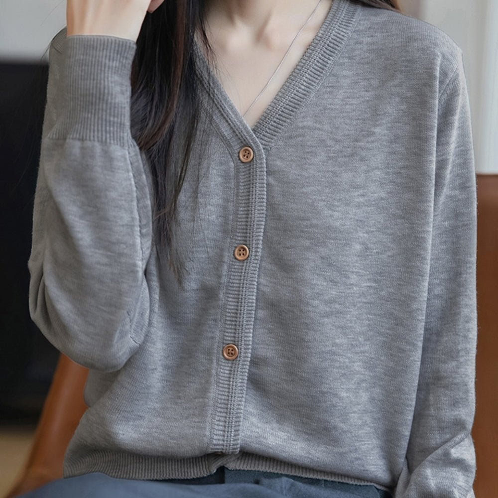 Vネックパステルカラーカーディガン｜オフィスカジュアル レディース 通販【ミレジェネ】