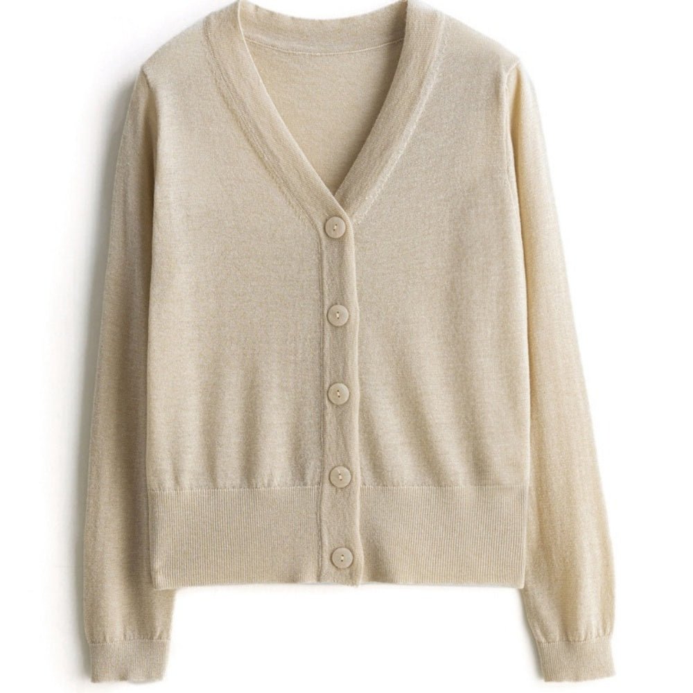 Vネック無地ニットカーディガン｜オフィスカジュアル レディース