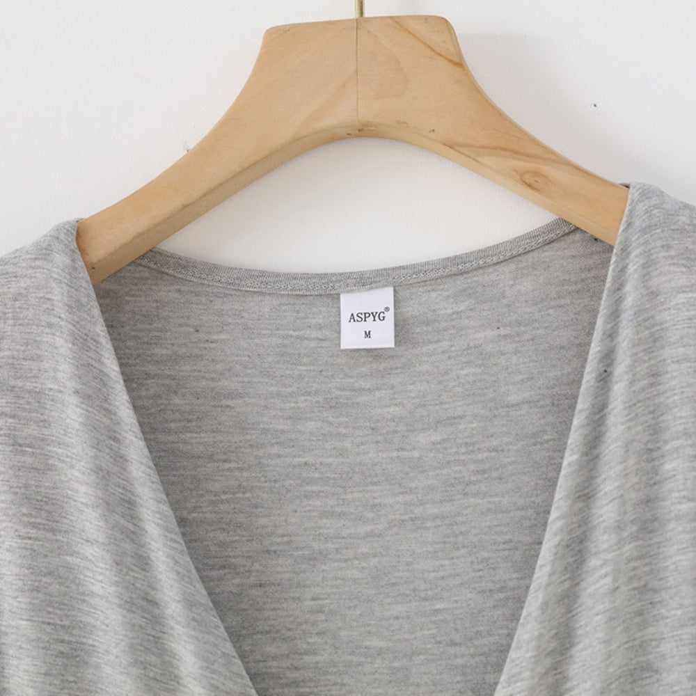 Vネックウエストリボンワンピース｜オフィスカジュアル レディース 通販【ミレジェネ】