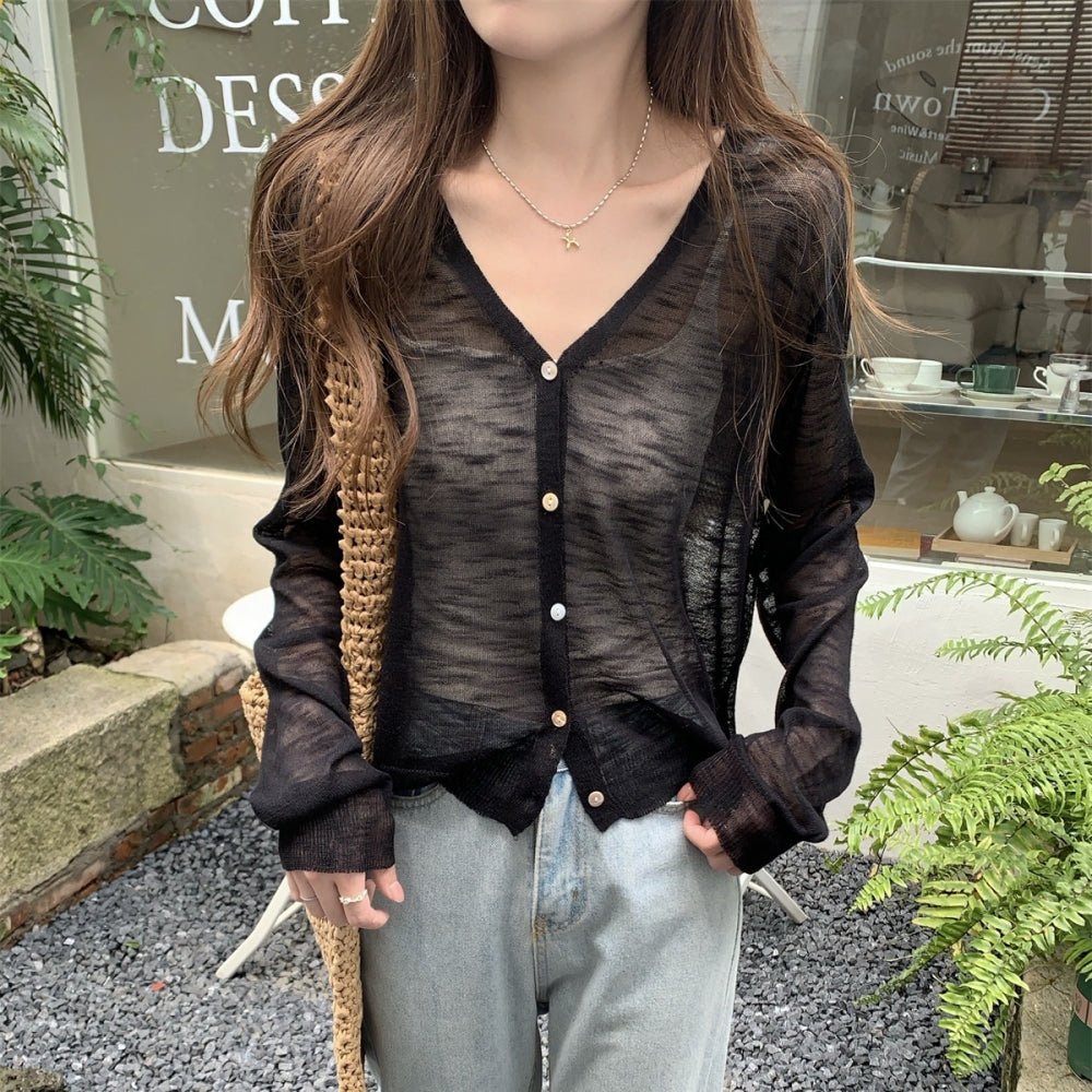 シアーリネンVネックカーディガン｜オフィスカジュアル レディース 通販【ミレジェネ】