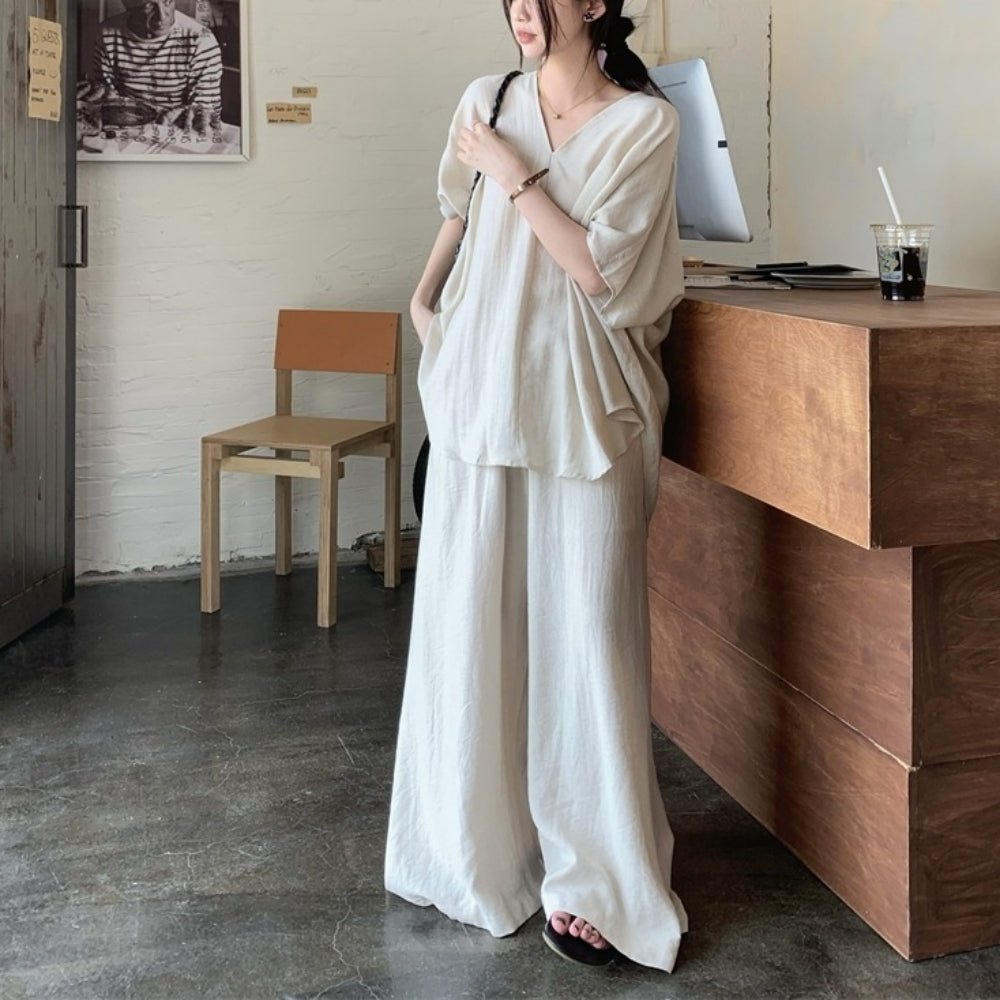 【セットアップ】Vネックラグランゆるセットアップ｜オフィスカジュアル レディース 通販【ミレジェネ】