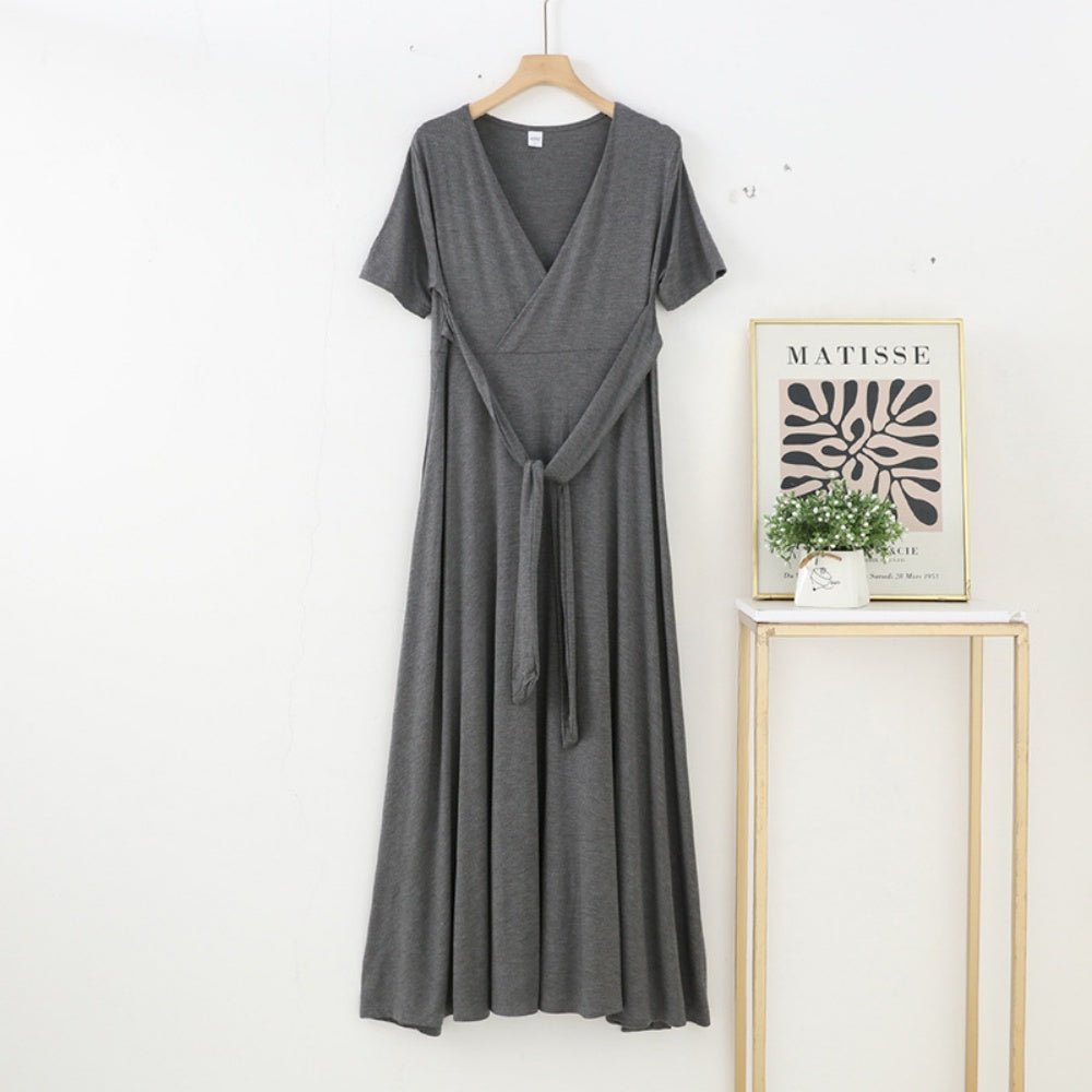 Vネックウエストリボンワンピース｜オフィスカジュアル レディース 通販【ミレジェネ】