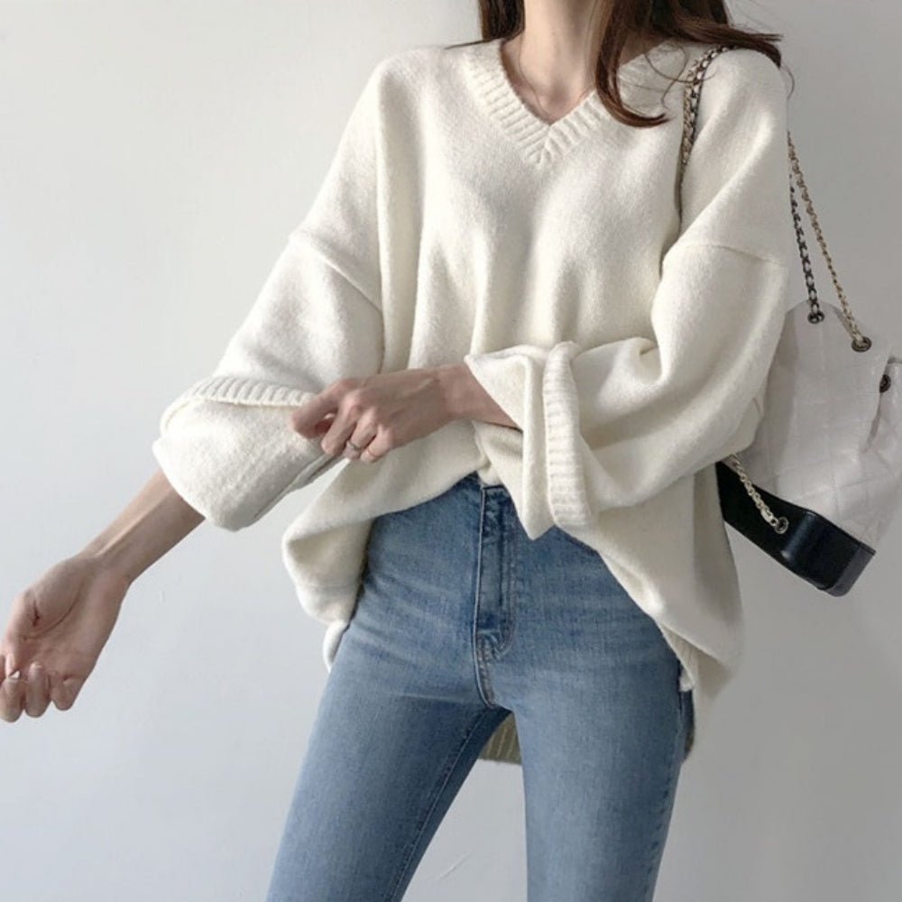 Vネックオーバーサイズニット｜オフィスカジュアル レディース 通販【ミレジェネ】