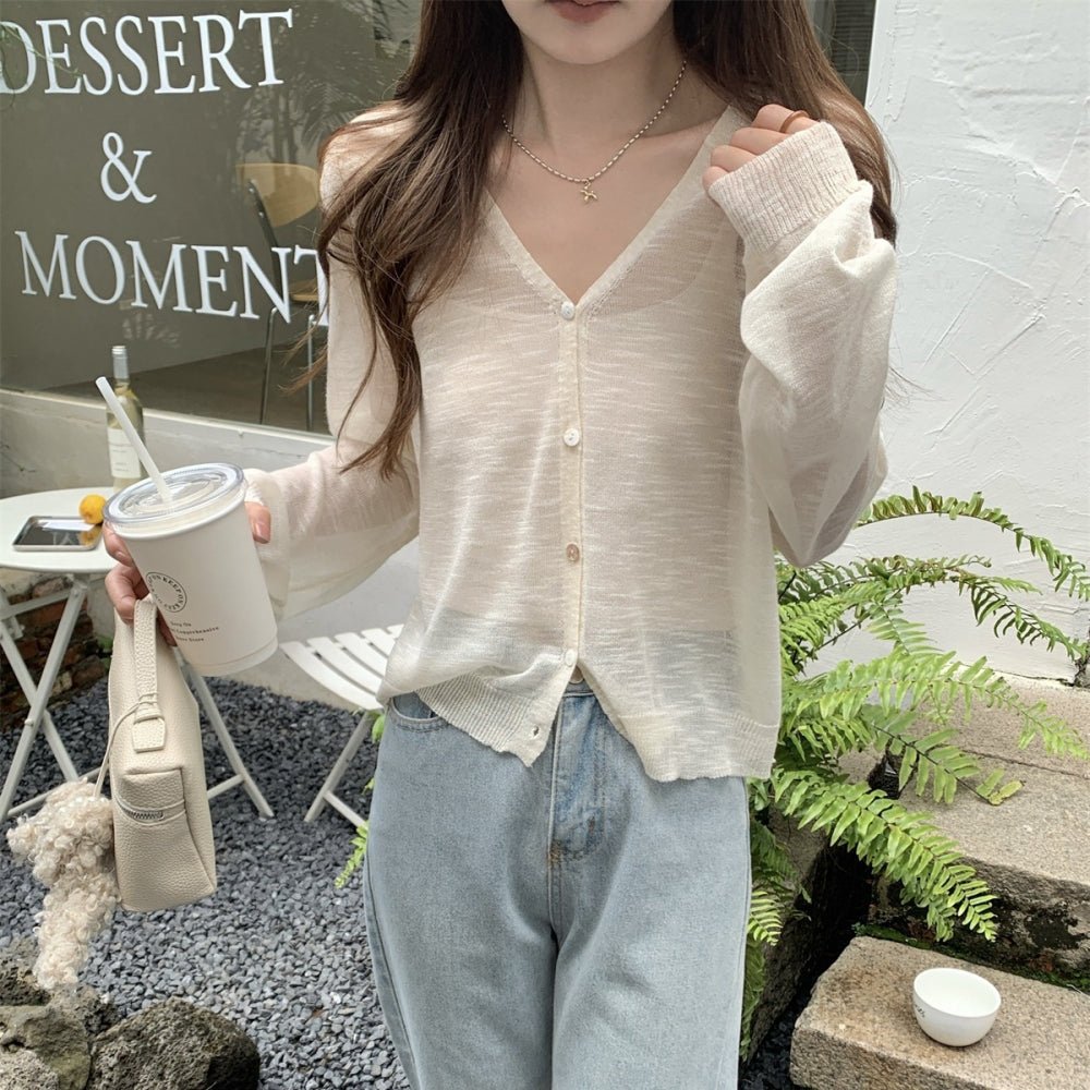 シアーリネンVネックカーディガン｜オフィスカジュアル レディース 通販【ミレジェネ】