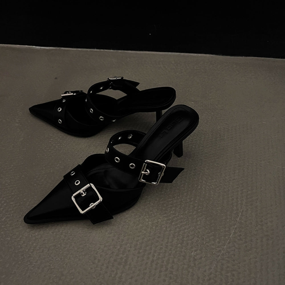 Wベルトアクセントミュール｜オフィスカジュアル レディース 通販【ミレジェネ】