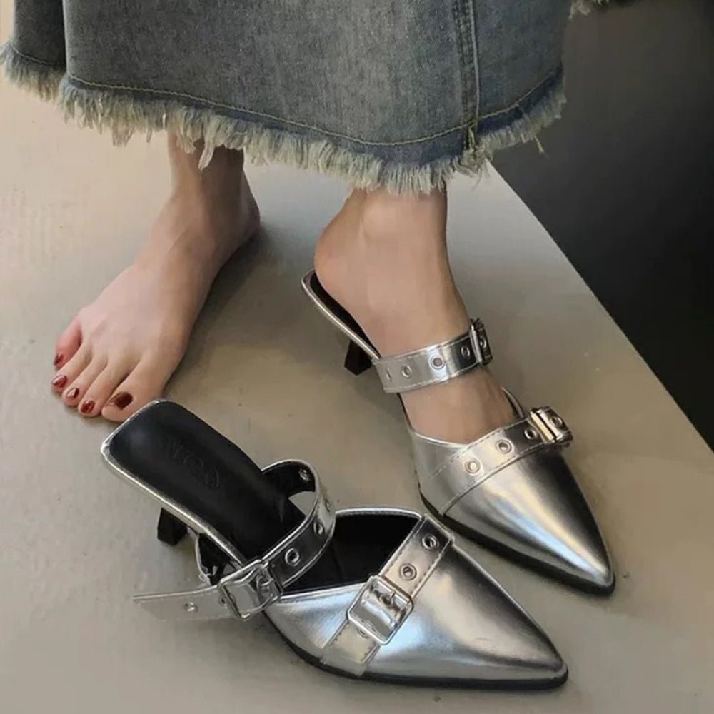 Wベルトアクセントミュール｜オフィスカジュアル レディース 通販【ミレジェネ】