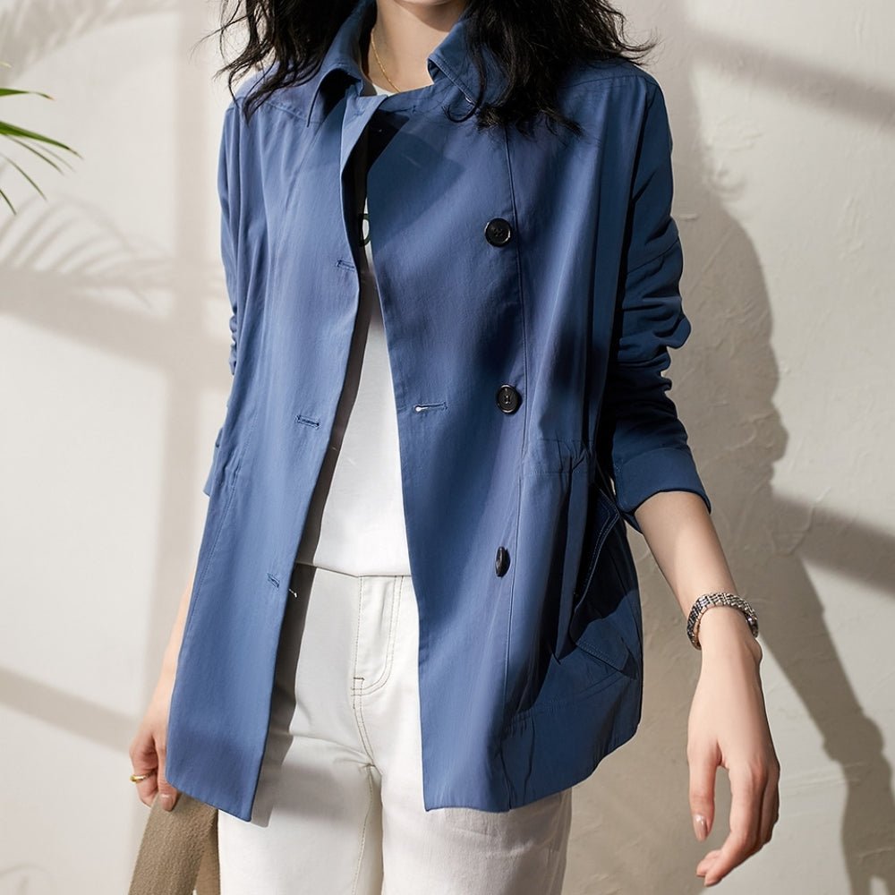 ウエストシャーリングWボタンジャケット｜オフィスカジュアル レディース 通販【ミレジェネ】