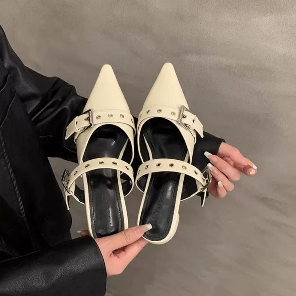 Wベルトアクセントミュール｜オフィスカジュアル レディース 通販【ミレジェネ】