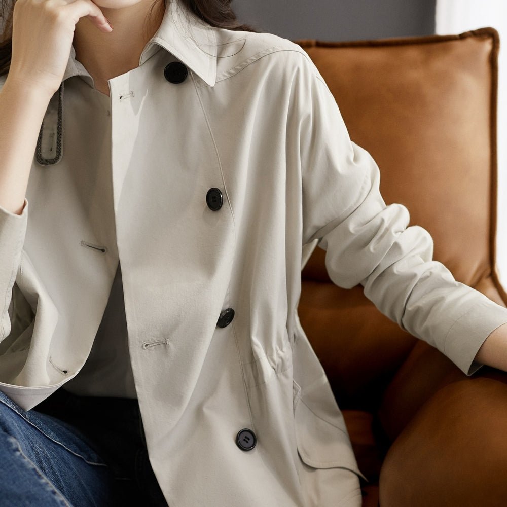 ウエストシャーリングWボタンジャケット｜オフィスカジュアル レディース 通販【ミレジェネ】