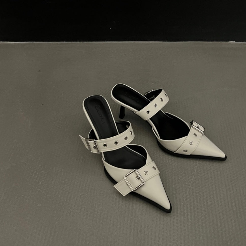 Wベルトアクセントミュール｜オフィスカジュアル レディース 通販【ミレジェネ】