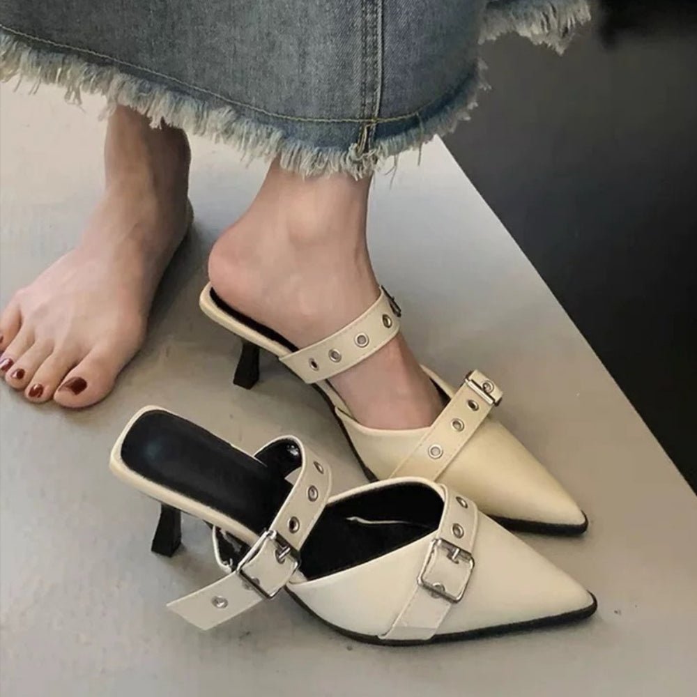 Wベルトアクセントミュール｜オフィスカジュアル レディース 通販【ミレジェネ】