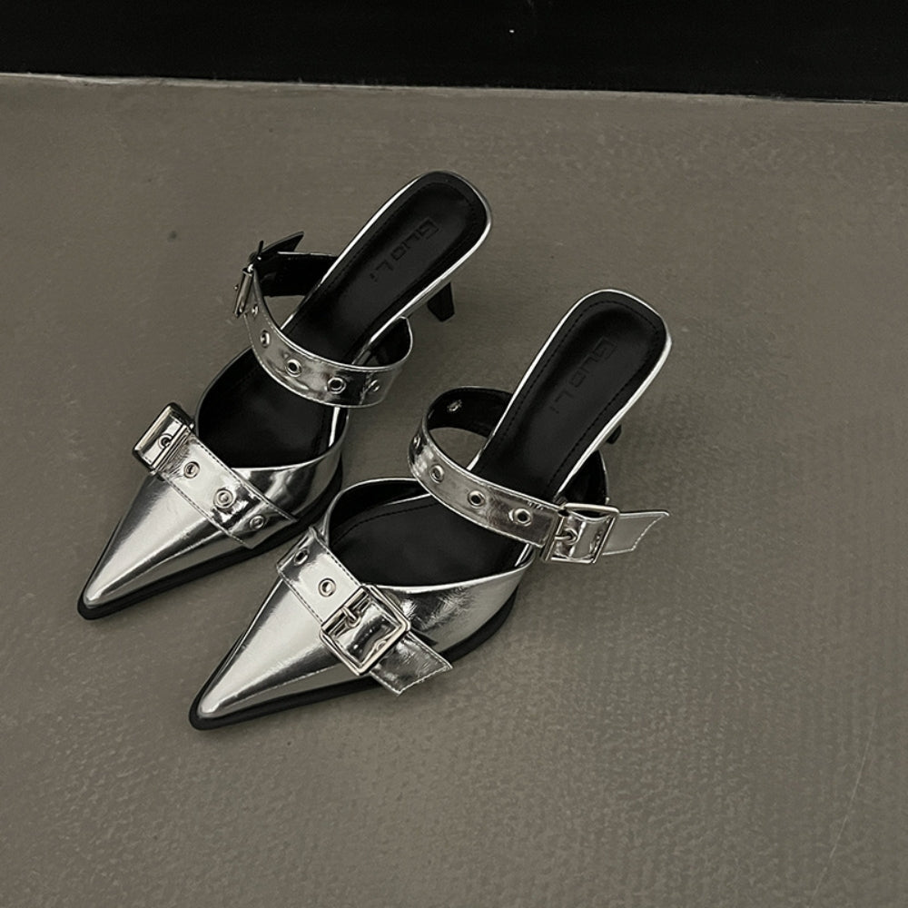 Wベルトアクセントミュール｜オフィスカジュアル レディース 通販【ミレジェネ】