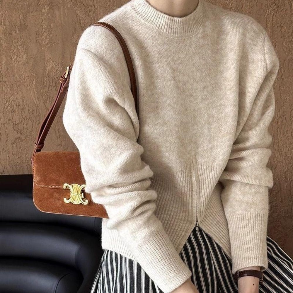 フロントZipスリットスリムニット｜オフィスカジュアル レディース 通販【ミレジェネ】