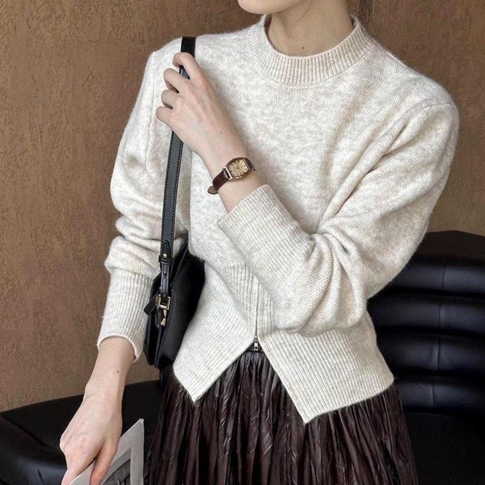 フロントZipスリットスリムニット｜オフィスカジュアル レディース 通販【ミレジェネ】