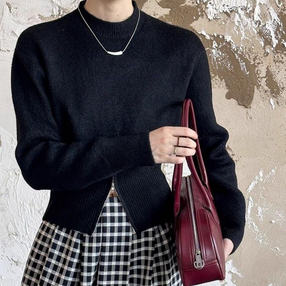 フロントZipスリットスリムニット｜オフィスカジュアル レディース 通販【ミレジェネ】