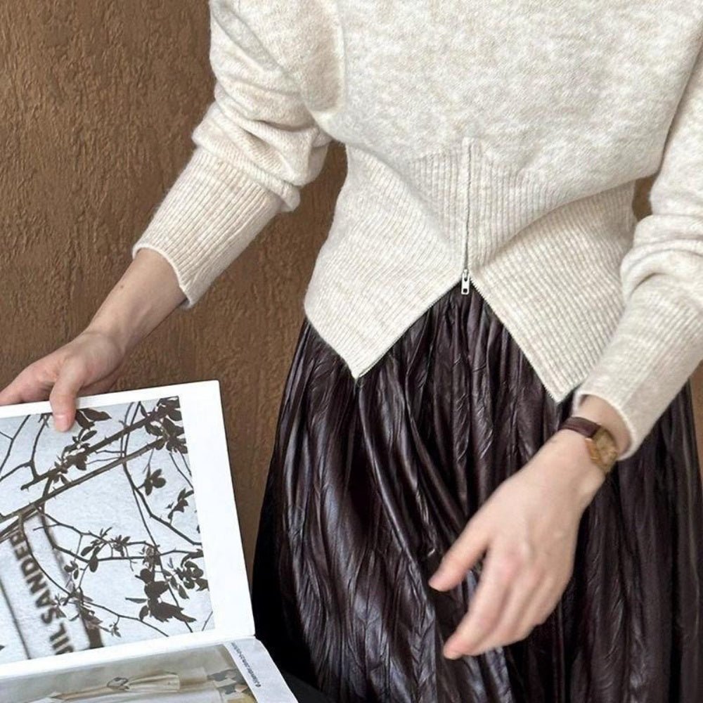 フロントZipスリットスリムニット｜オフィスカジュアル レディース 通販【ミレジェネ】