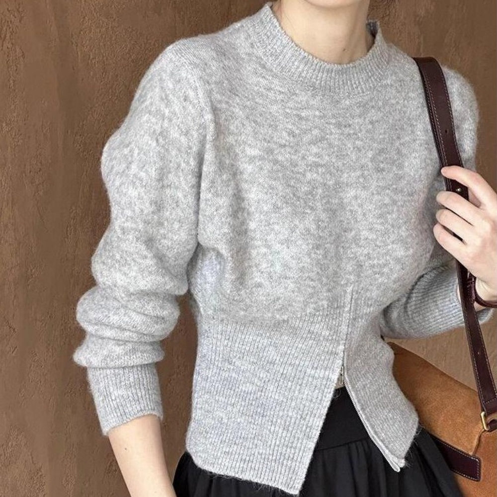 フロントZipスリットスリムニット｜オフィスカジュアル レディース 通販【ミレジェネ】