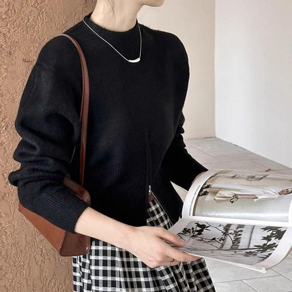 フロントZipスリットスリムニット｜オフィスカジュアル レディース 通販【ミレジェネ】