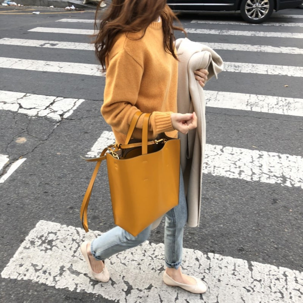 クルーネックロングスリーブニット