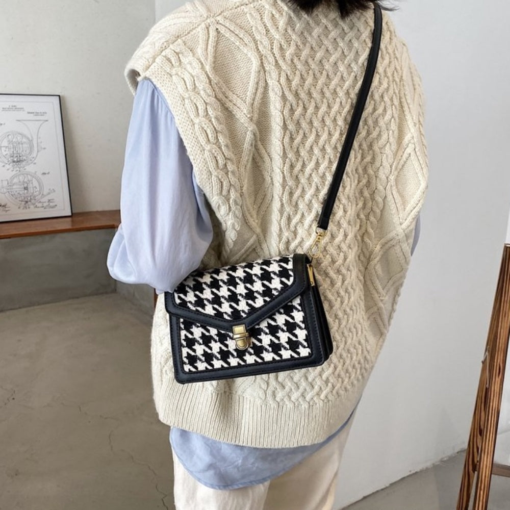 千鳥格子柄スクエアショルダーバッグ