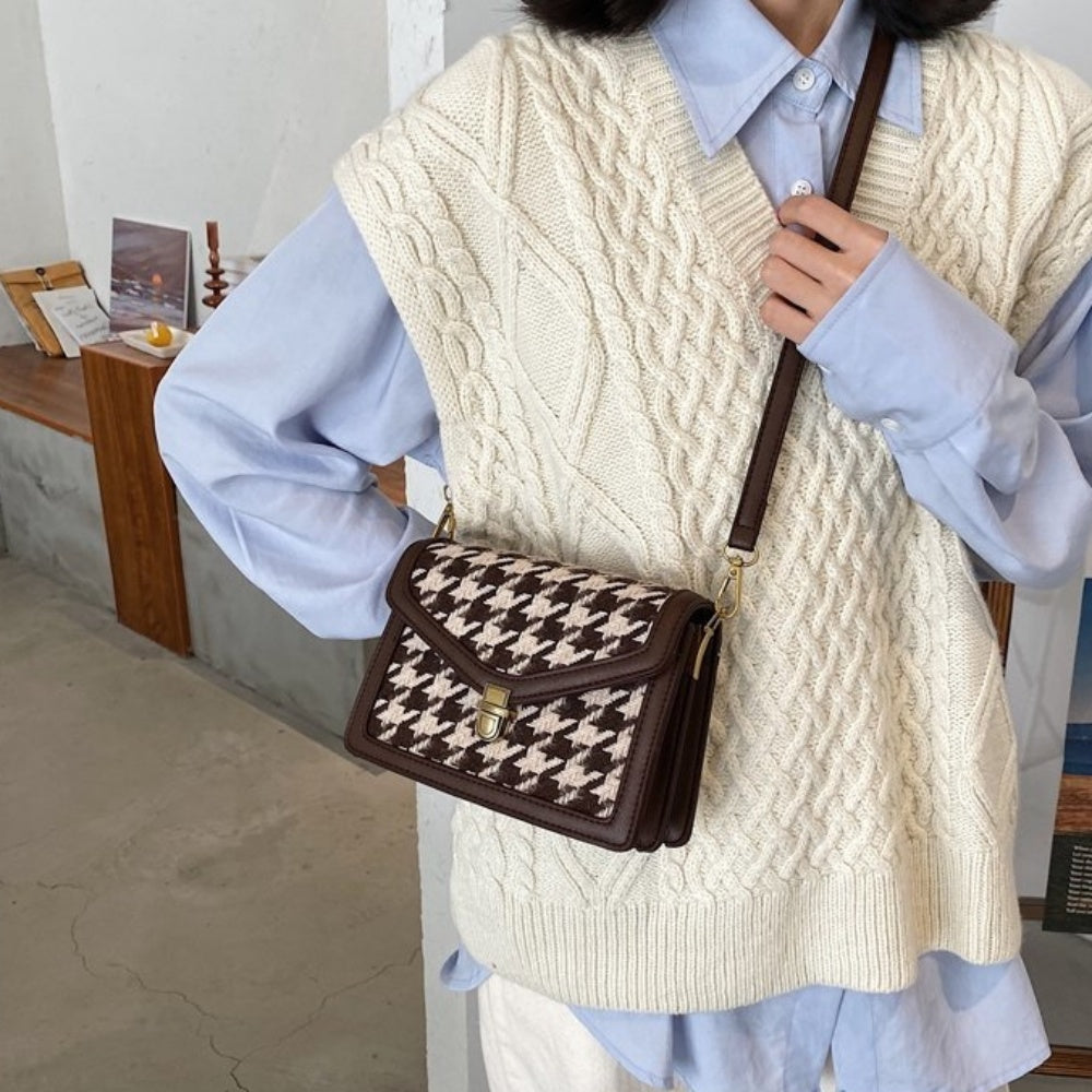 千鳥格子柄スクエアショルダーバッグ