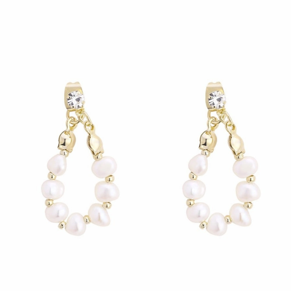 ビジューパールリングピアス