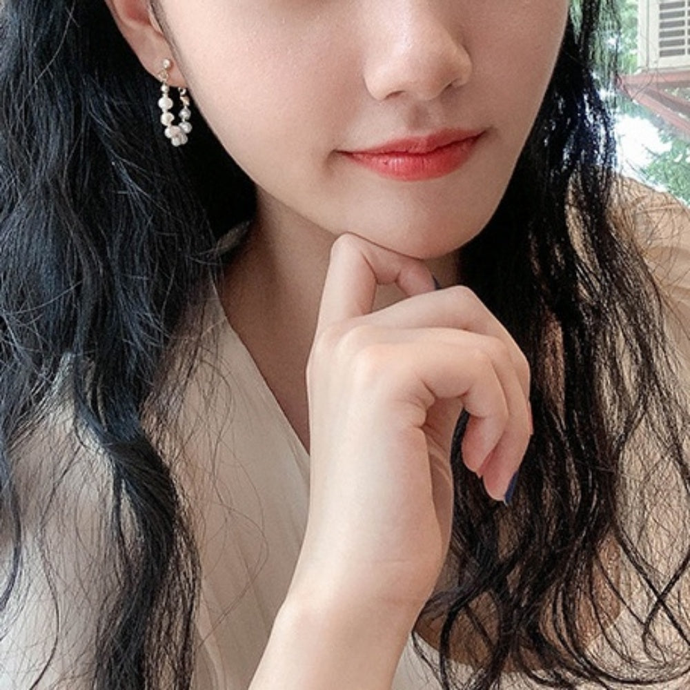 ビジューパールリングピアス