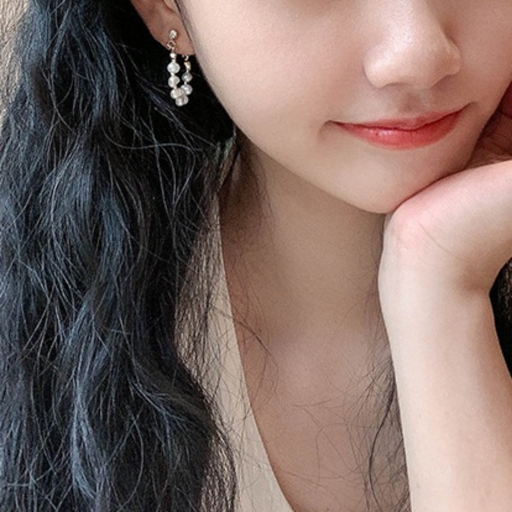 ビジューパールリングピアス