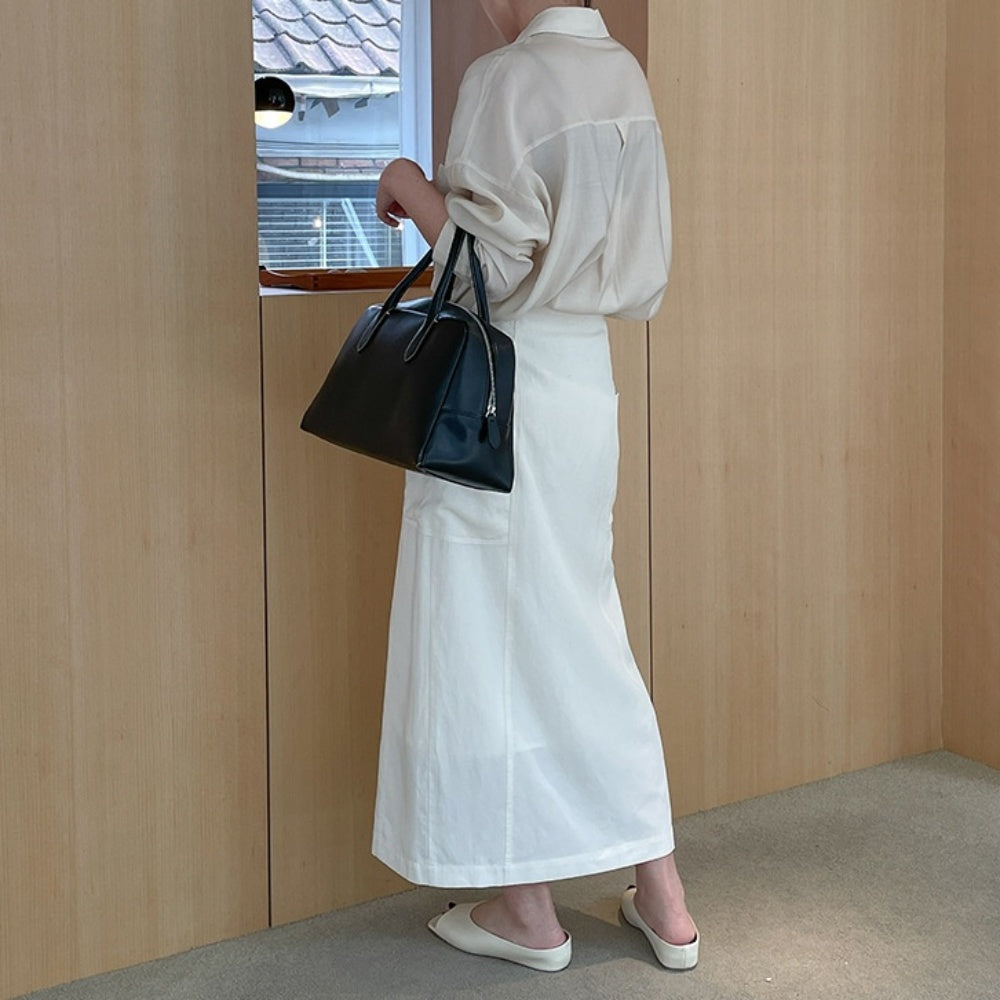 HERMES ベージュ ラップスタイル ロングスカート 36 レディース