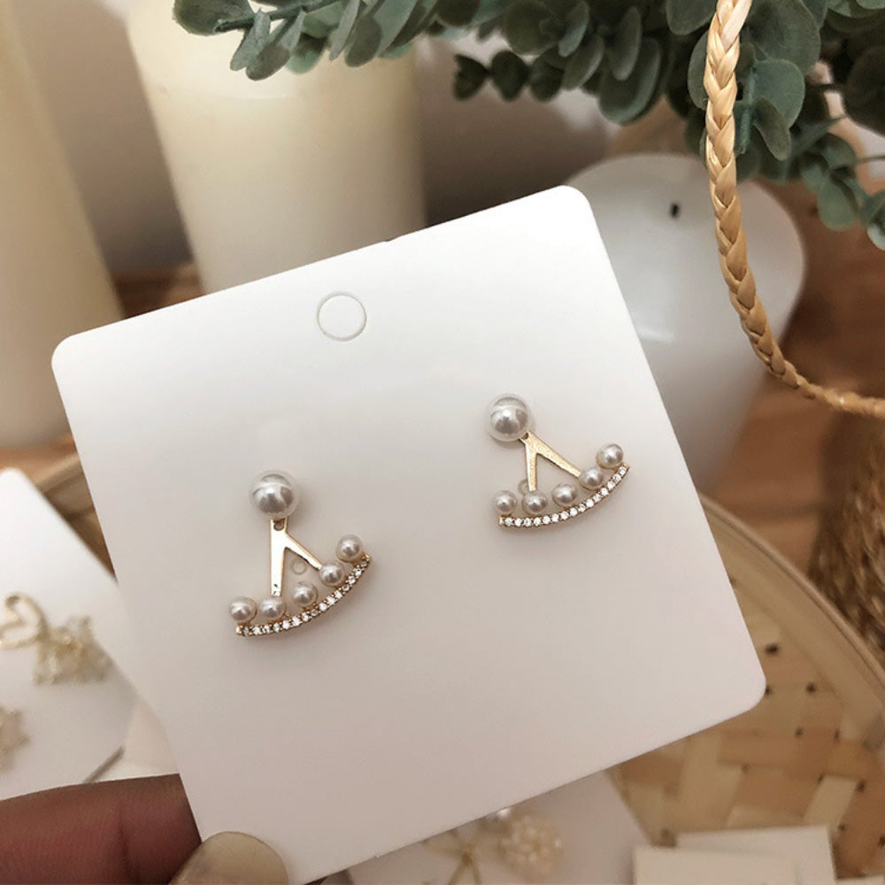 ラインストーン小粒パールピアス