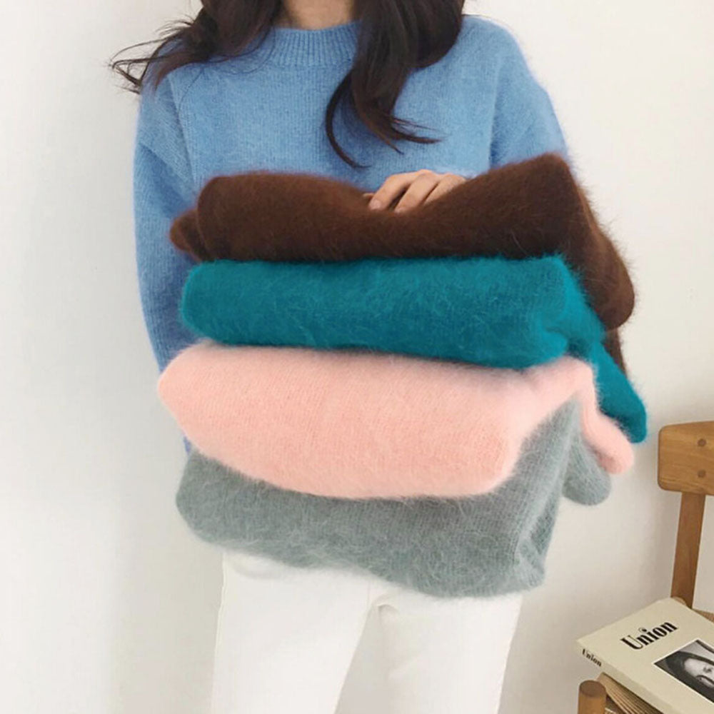 ラウンドネックシャギーニット