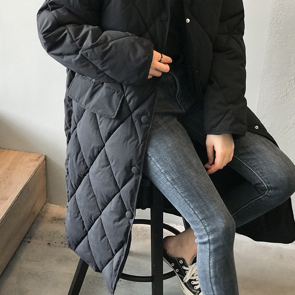 フェイクファーカラーキルティングコート
