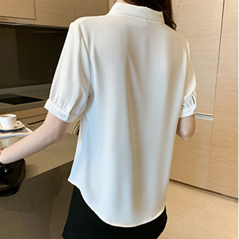 ハーフスリーブリボンタイトップス
