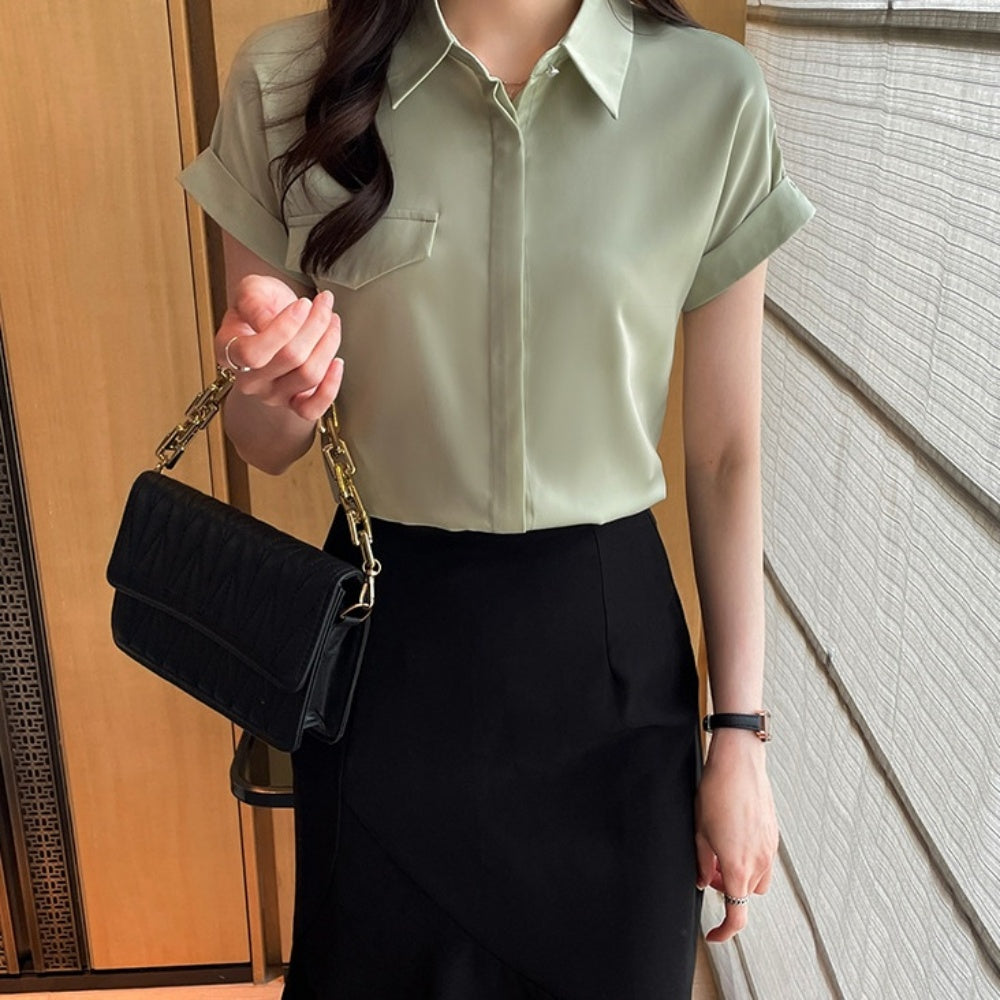 シングルブレスト無地シャツ