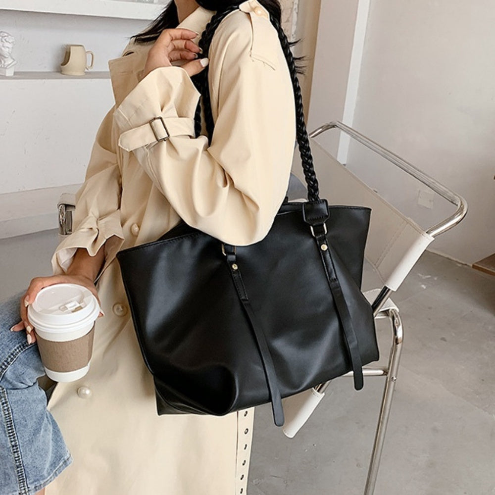 ファスナー付きロープハンドルトートバッグ