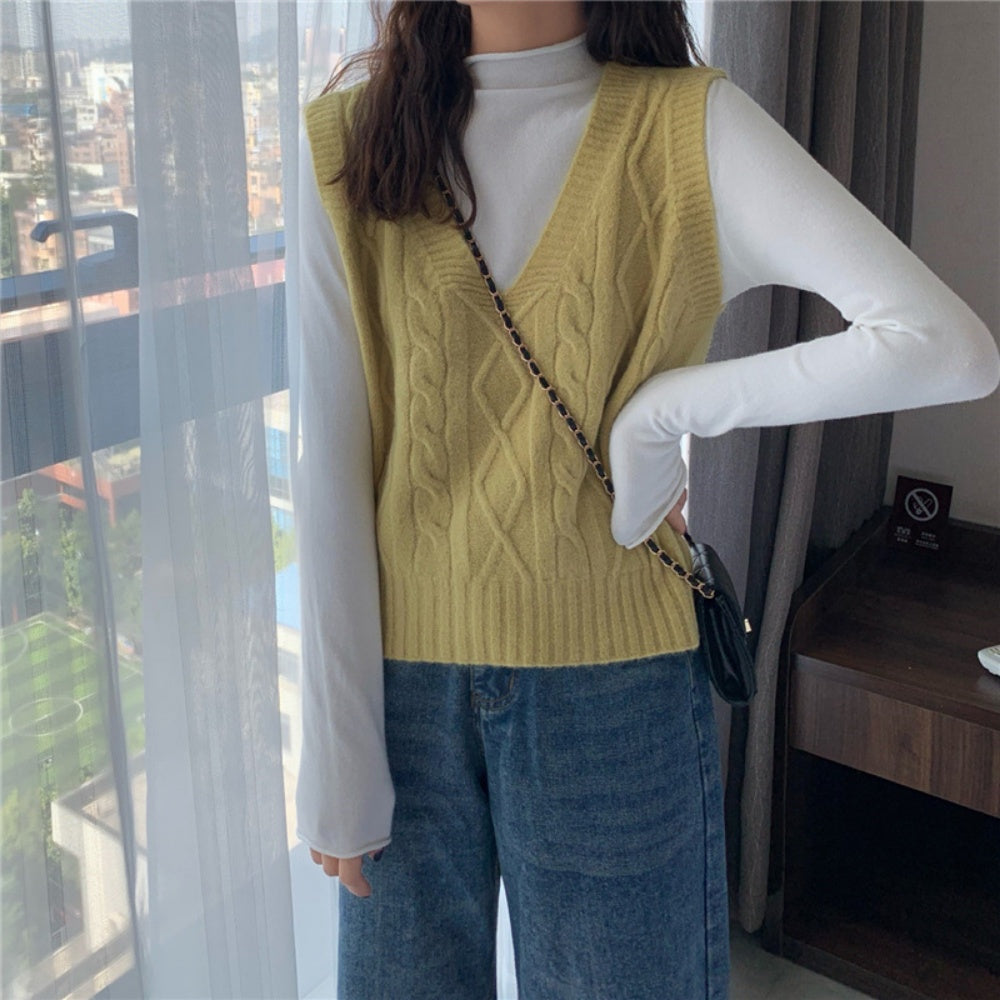 Vネックニットベスト