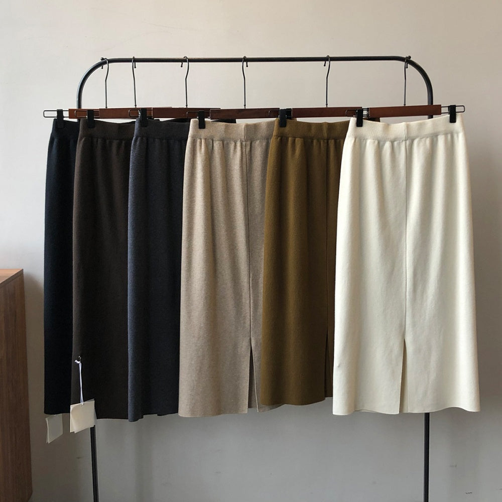 シンプルニットワンステップスカート