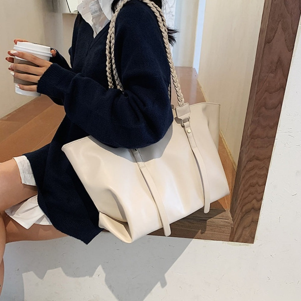 ファスナー付きロープハンドルトートバッグ