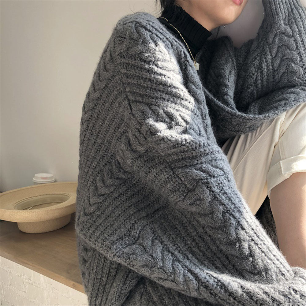 ケーブルニットロングカーディガン