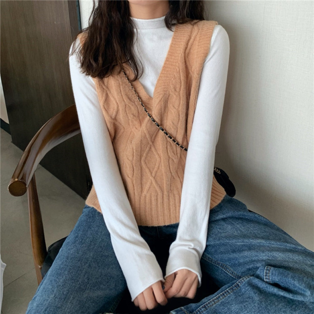 Vネックニットベスト