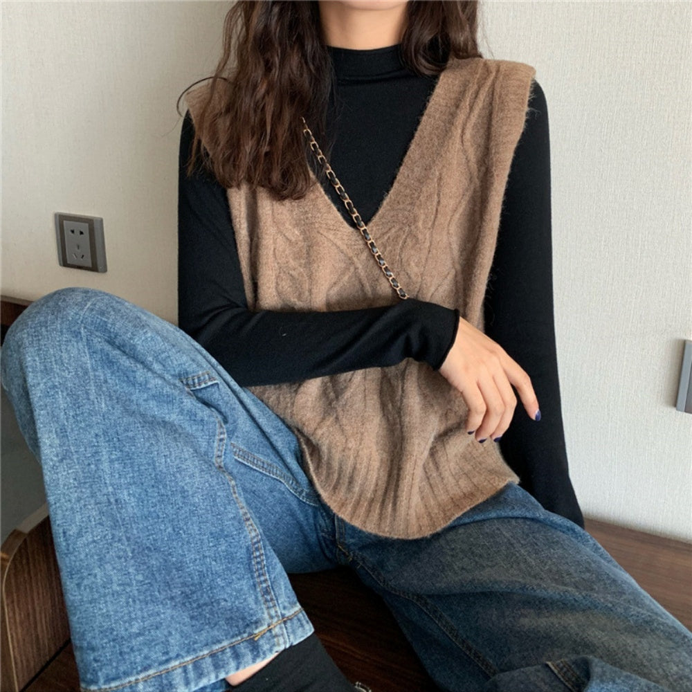 Vネックニットベスト