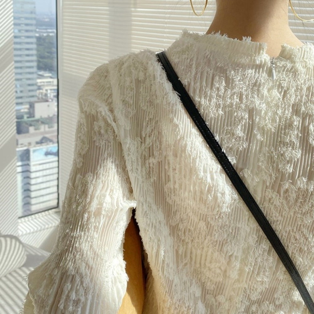 花柄レース長袖ブラウス