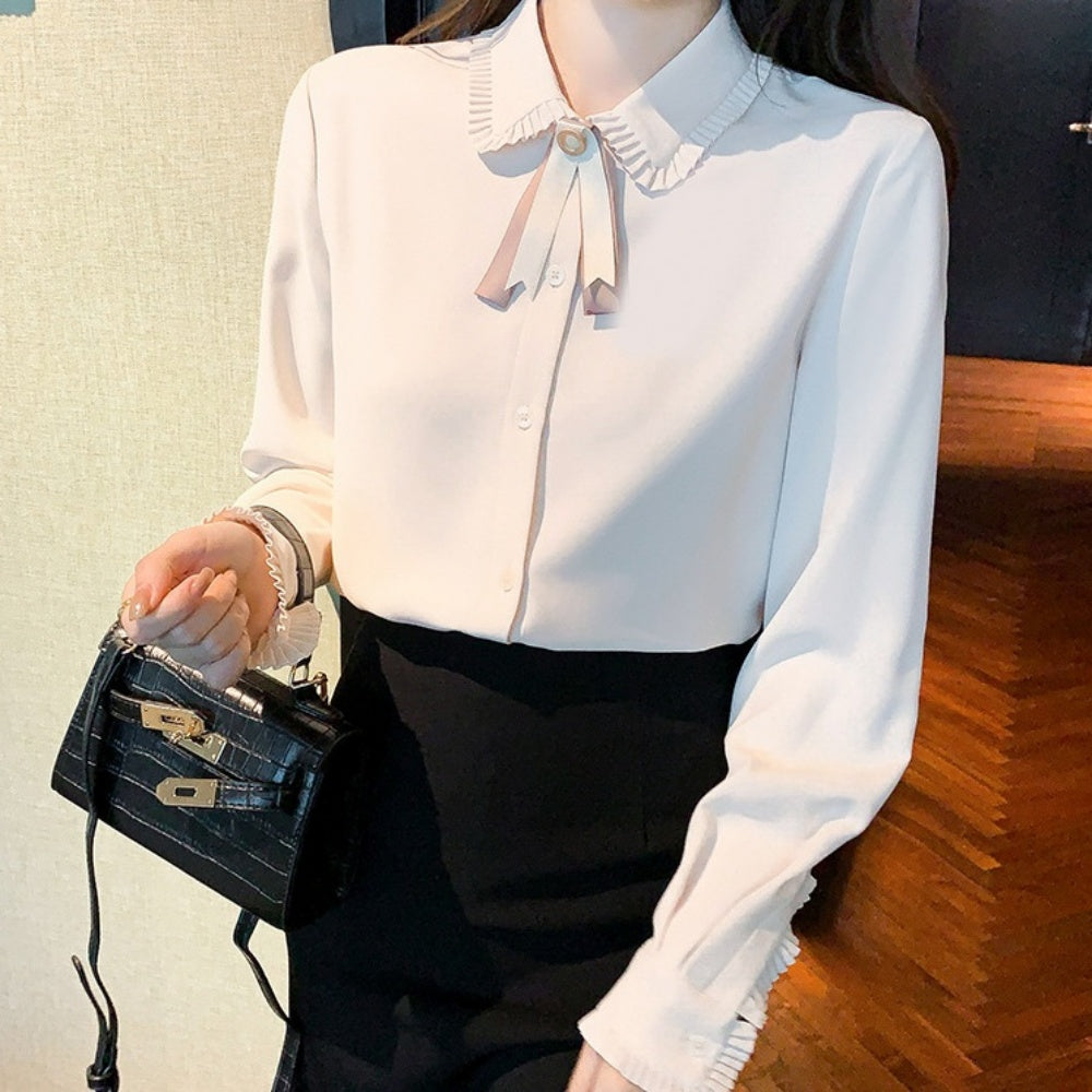 リボンシフォンブラウス