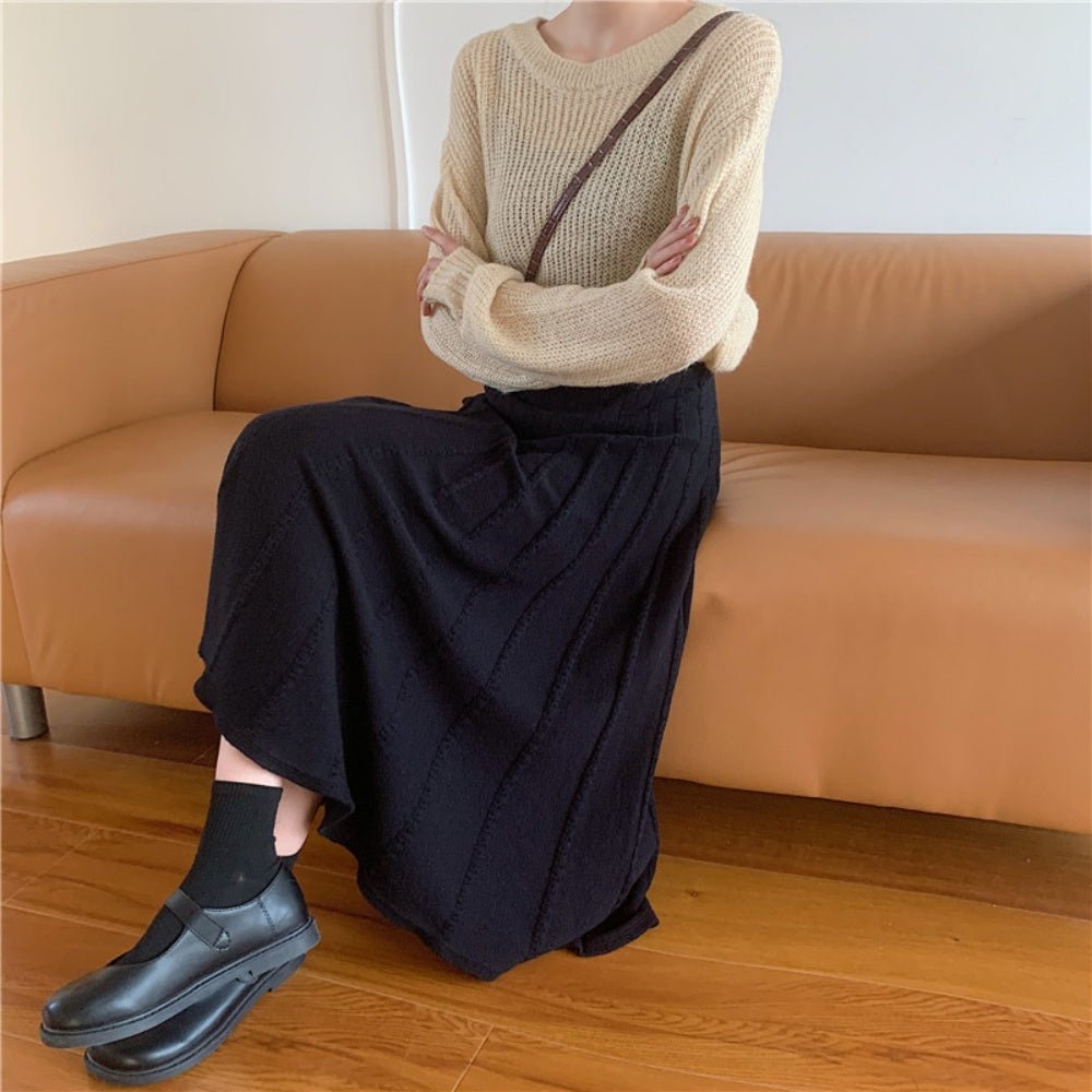 Aラインニットロングスカート