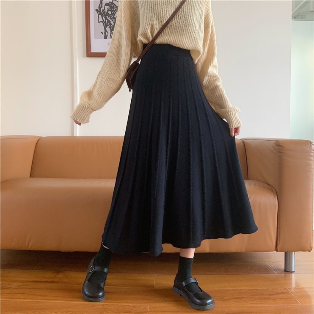 Aラインニットロングスカート